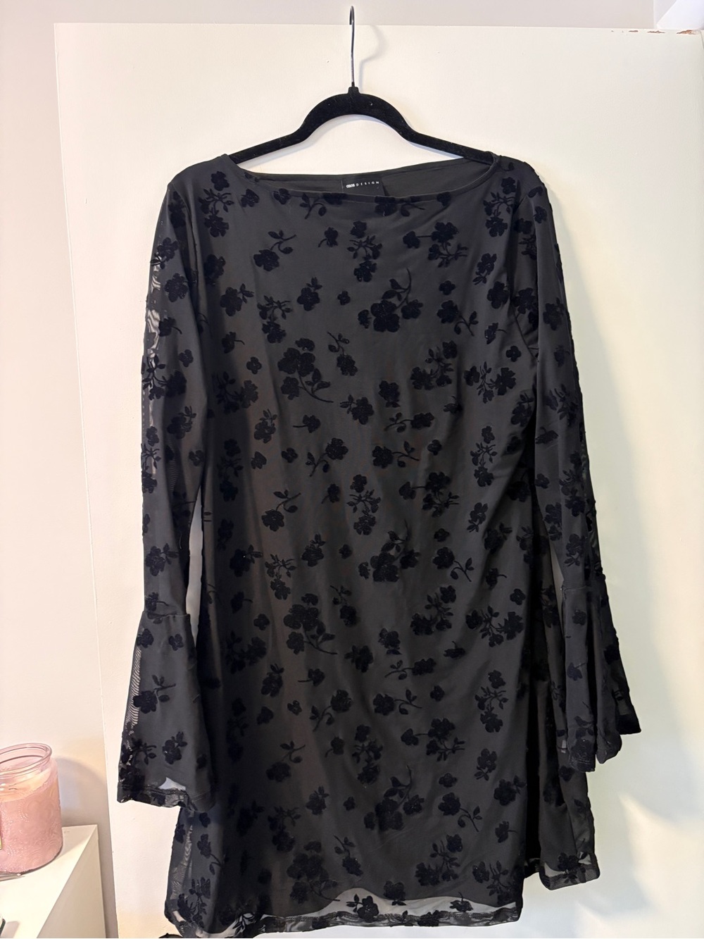 ASOS Black Floral Mesh Mini Dress